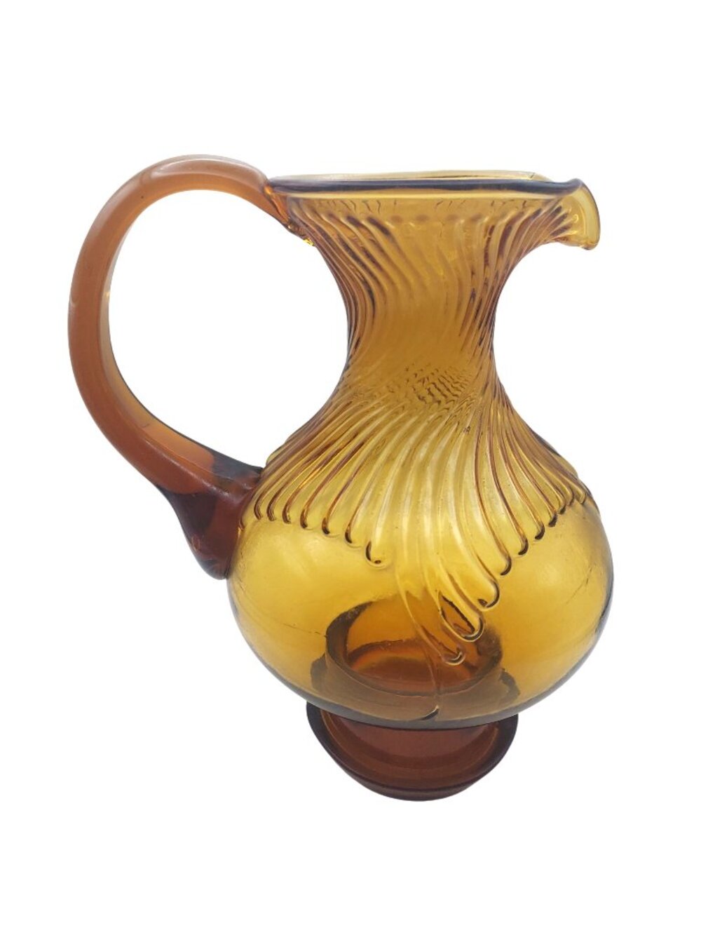 Tiara Exclusives Hurricane Pitcher Amber Indiana Glass Vintage 70s Art Deco